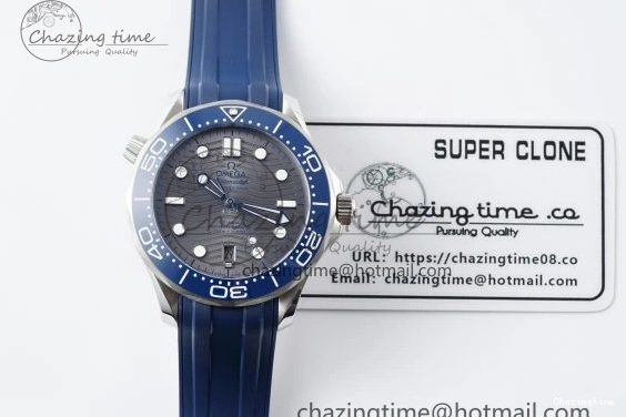 0305 SmartChoice Seamaster Diver 300M ZF 1:1 Best Edition Blue Ceramic Gray Dial on Blue Rubber Strap A 7735
